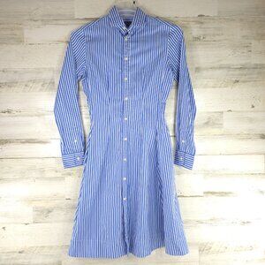 POLO RALPH LAUREN BLUE WHITE STRIPED SHIRT DRESS LONG SLEEVE WOMEN'S SIZE 6 *EUC